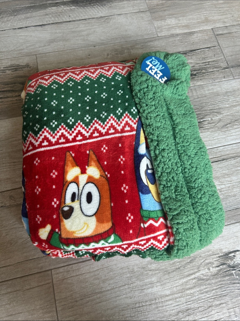 BLUEY New Plush Kids Holiday Blanket - Green & Red